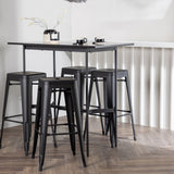 Barový stůl Rax 120*60 – Černá / Černá MDF + Barová židle Tempe – Matná černá / Kov _4