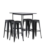 Barový stůl Rax 120*60 – Černá / Černá MDF + Barová židle Tempe – Matná černá / Kov _4