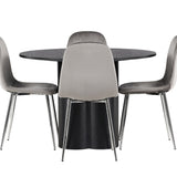 Jídelní stůl Olivia - černá / černá dýha + jídelní židle Eva - světle šedá / světle šedá Velvet _4