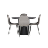 Jídelní stůl Olivia - černá / černá dýha + jídelní židle Eva - světle šedá / světle šedá Velvet _4