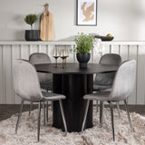 Jídelní stůl Olivia - černá / černá dýha + jídelní židle Eva - světle šedá / světle šedá Velvet _4