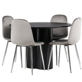 Jídelní stůl Olivia - černá / černá dýha + jídelní židle Eva - světle šedá / světle šedá Velvet _4