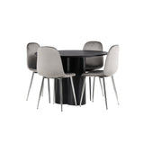 Jídelní stůl Olivia - černá / černá dýha + jídelní židle Eva - světle šedá / světle šedá Velvet _4