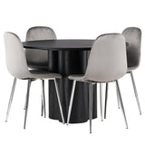 Jídelní stůl Olivia - černá / černá dýha + jídelní židle Eva - světle šedá / světle šedá Velvet _4