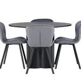 Jídelní stůl Olivia - černá / černá dýha + jídelní židle Lilja - černá / tmavě šedá látka _4