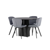 Jídelní stůl Olivia - černá / černá dýha + jídelní židle Lilja - černá / tmavě šedá látka _4