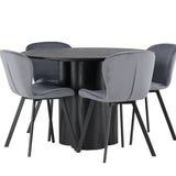 Jídelní stůl Olivia - černá / černá dýha + jídelní židle Lilja - černá / tmavě šedá látka _4