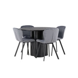 Jídelní stůl Olivia - černá / černá dýha + jídelní židle Lilja - černá / tmavě šedá látka _4