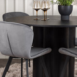 Jídelní stůl Olivia - černá / černá dýha + jídelní židle Lilja - černá / tmavě šedá látka _4