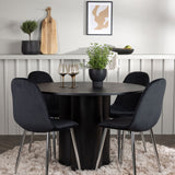 Jídelní stůl Olivia – černá / černá dýha + jídelní židle Polar – černý samet / chrom _4
