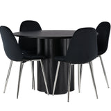 Jídelní stůl Olivia – černá / černá dýha + jídelní židle Polar – černý samet / chrom _4