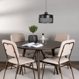 Jídelní stůl Kaseidon - kulatý - kaučukové dřevo / tmavě hnědá MDF + Jídelní židle Seda - matná hnědá / béžová látka _4