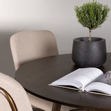 Jídelní stůl Kaseidon - kulatý - kaučukové dřevo / tmavě hnědá MDF + Jídelní židle Seda - matná hnědá / béžová látka _4