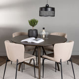 Jídelní stůl Kaseidon - kulatý - Gumové dřevo / Tmavě hnědá MDF + Jídelní židle Modesto - Béžová / Béžová Boucle _4