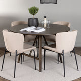 Jídelní stůl Kaseidon - kulatý - Gumové dřevo / Tmavě hnědá MDF + Jídelní židle Modesto - Béžová / Béžová Boucle _4