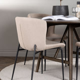 Jídelní stůl Kaseidon - kulatý - Gumové dřevo / Tmavě hnědá MDF + Jídelní židle Modesto - Béžová / Béžová Boucle _4