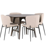Jídelní stůl Kaseidon - kulatý - Gumové dřevo / Tmavě hnědá MDF + Jídelní židle Modesto - Béžová / Béžová Boucle _4