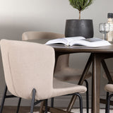 Jídelní stůl Kaseidon - kulatý - Gumové dřevo / Tmavě hnědá MDF + Jídelní židle Modesto - Béžová / Béžová Boucle _4