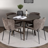 Jídelní stůl Kaseidon - kulatý - kaučukové dřevo / tmavě hnědá MDF + jídelní židle Modesto - šedá / kouřová černá Boucle _4