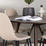 Jídelní stůl Kaseidon - kulatý - kaučukové dřevo / tmavě hnědá MDF + jídelní židle Polar - černá / béžová Boucle _4