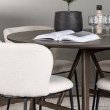 Jídelní stůl Kaseidon - kulatý - kaučukové dřevo / tmavě hnědá MDF + jídelní židle Edina - černá / bílá Boucle _4