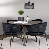 Jídelní stůl Kaseidon - kulatý - kaučukové dřevo / tmavě hnědá MDF + jídelní židle Selma - černá / černý samet _4