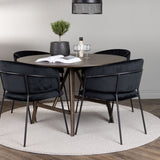 Jídelní stůl Kaseidon - kulatý - kaučukové dřevo / tmavě hnědá MDF + jídelní židle Selma - černá / černý samet _4