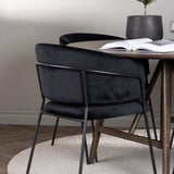 Jídelní stůl Kaseidon - kulatý - kaučukové dřevo / tmavě hnědá MDF + jídelní židle Selma - černá / černý samet _4