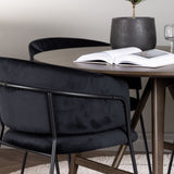 Jídelní stůl Kaseidon - kulatý - kaučukové dřevo / tmavě hnědá MDF + jídelní židle Selma - černá / černý samet _4