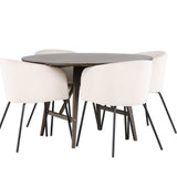 Jídelní stůl Kaseidon - kulatý - kaučukové dřevo / tmavě hnědá MDF + židle Berit - černá / béžový samet _4