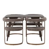 Jídelní stůl Kaseidon – kaučukové dřevo / tmavě hnědá MDF + ranní jídelní židle – černá / černá Boucle _4