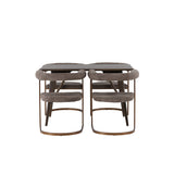 Jídelní stůl Kaseidon – kaučukové dřevo / tmavě hnědá MDF + ranní jídelní židle – černá / černá Boucle _4