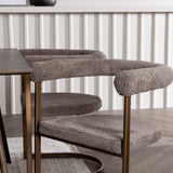 Jídelní stůl Kaseidon – kaučukové dřevo / tmavě hnědá MDF + ranní jídelní židle – černá / černá Boucle _4