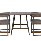 Jídelní stůl Kaseidon – kaučukové dřevo / tmavě hnědá MDF + ranní jídelní židle – černá / černá Boucle _4