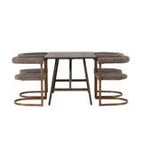 Jídelní stůl Kaseidon – kaučukové dřevo / tmavě hnědá MDF + ranní jídelní židle – černá / černá Boucle _4