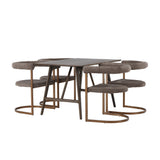 Jídelní stůl Kaseidon – kaučukové dřevo / tmavě hnědá MDF + ranní jídelní židle – černá / černá Boucle _4