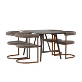 Jídelní stůl Kaseidon – kaučukové dřevo / tmavě hnědá MDF + ranní jídelní židle – černá / černá Boucle _4