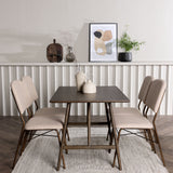 Jídelní stůl Kaseidon – kaučukové dřevo / tmavě hnědá MDF + jídelní židle Seda – matná hnědá / béžová látka _4