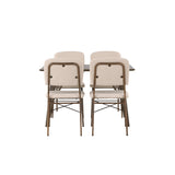 Jídelní stůl Kaseidon – kaučukové dřevo / tmavě hnědá MDF + jídelní židle Seda – matná hnědá / béžová látka _4