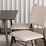 Jídelní stůl Kaseidon – kaučukové dřevo / tmavě hnědá MDF + jídelní židle Seda – matná hnědá / béžová látka _4