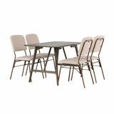 Jídelní stůl Kaseidon – kaučukové dřevo / tmavě hnědá MDF + jídelní židle Seda – matná hnědá / béžová látka _4