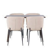 Jídelní stůl Kaseidon – kaučukové dřevo / tmavě hnědá MDF + jídelní židle Modesto – béžová / béžová Boucle _4