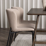 Jídelní stůl Kaseidon – kaučukové dřevo / tmavě hnědá MDF + jídelní židle Modesto – béžová / béžová Boucle _4