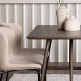 Jídelní stůl Kaseidon – kaučukové dřevo / tmavě hnědá MDF + jídelní židle Modesto – béžová / béžová Boucle _4