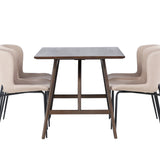 Jídelní stůl Kaseidon – kaučukové dřevo / tmavě hnědá MDF + jídelní židle Modesto – béžová / béžová Boucle _4