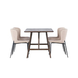 Jídelní stůl Kaseidon – kaučukové dřevo / tmavě hnědá MDF + jídelní židle Modesto – béžová / béžová Boucle _4