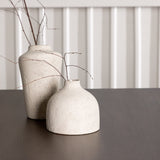 Jídelní stůl Kaseidon – kaučukové dřevo / tmavě hnědá MDF + jídelní židle Modesto – béžová / béžová Boucle _4