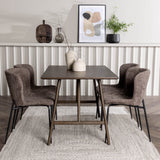 Jídelní stůl Kaseidon – kaučukové dřevo / tmavě hnědá MDF + jídelní židle Modesto – šedá / kouřová černá Boucle _4