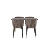 Jídelní stůl Kaseidon – kaučukové dřevo / tmavě hnědá MDF + jídelní židle Modesto – šedá / kouřová černá Boucle _4