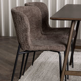 Jídelní stůl Kaseidon – kaučukové dřevo / tmavě hnědá MDF + jídelní židle Modesto – šedá / kouřová černá Boucle _4